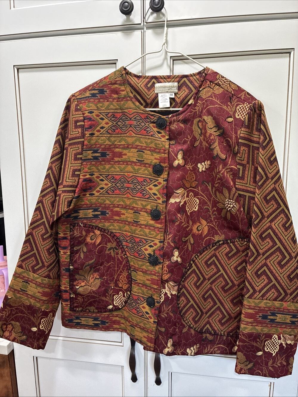Coldwater Creek Patchwork Jacket Sz M Southwestern Western Tapestry Art To Wear
